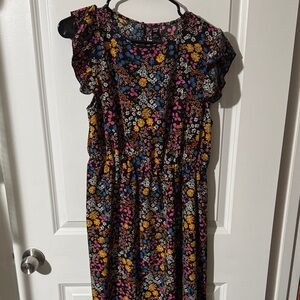 Floral Dress with Ruffle Sleeves